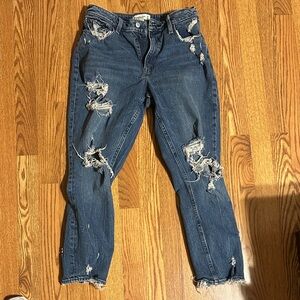 Abercrombie & Fitch Curve Love Ripped Blue Jeans